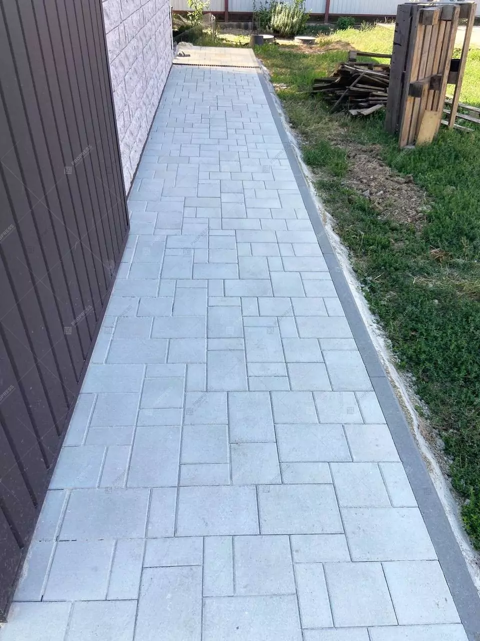Тротуарная плитка Ландхаус Белый, фактура гладкий, гранитная, мрамор, высота 40 мм, 60 мм-6